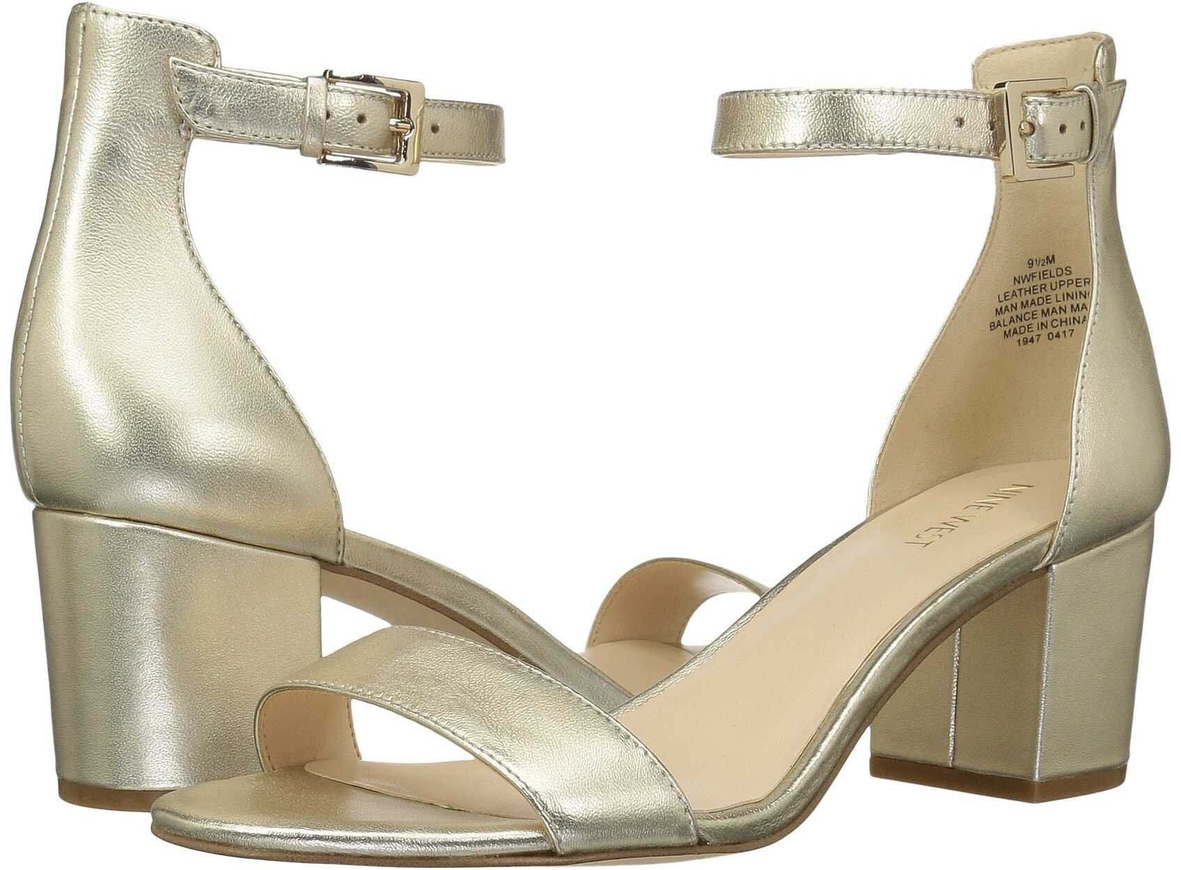 Pantof Nine West Fields Block Heel Sandal Gold Metallic