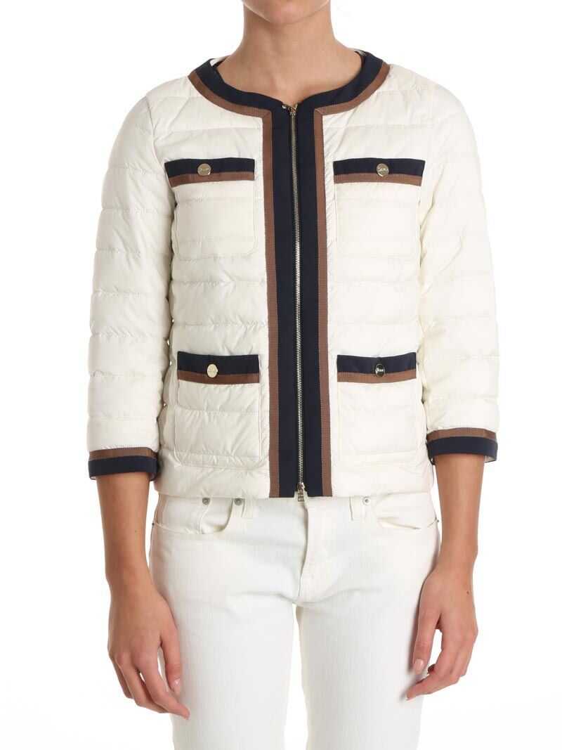 Jacheta Herno Cream Color Jacket With Front Pockets Cream