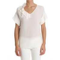 Bluze Moschino White Silk Top With Ruffles