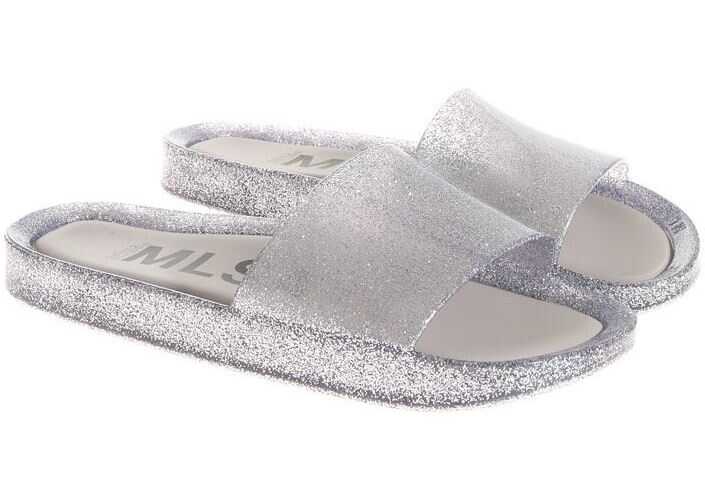 MELISSA Glittered Slides Silver