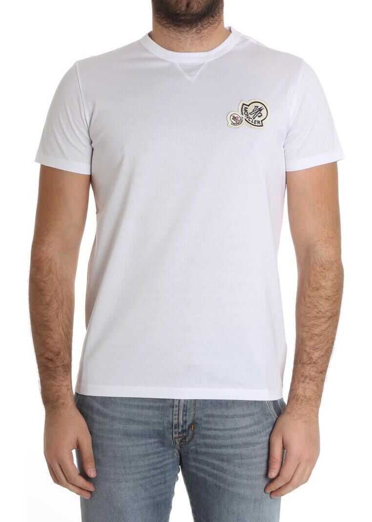 Moncler White T-Shirt With Logo On The Chest White