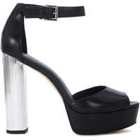 Pantofi cu Toc Michael Kors Paloma Black Leather Heeled Sandal