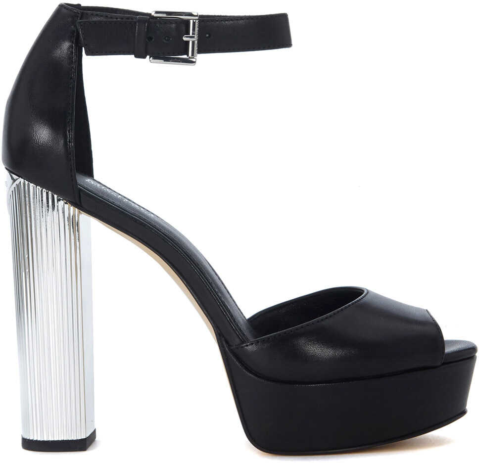 Sandala Michael Kors Paloma Black Leather Heeled Sandal Black
