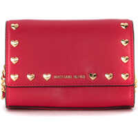 Genti Plic Ruby Ultrapink Leather Shoulder Bag With Heart Studs Femei
