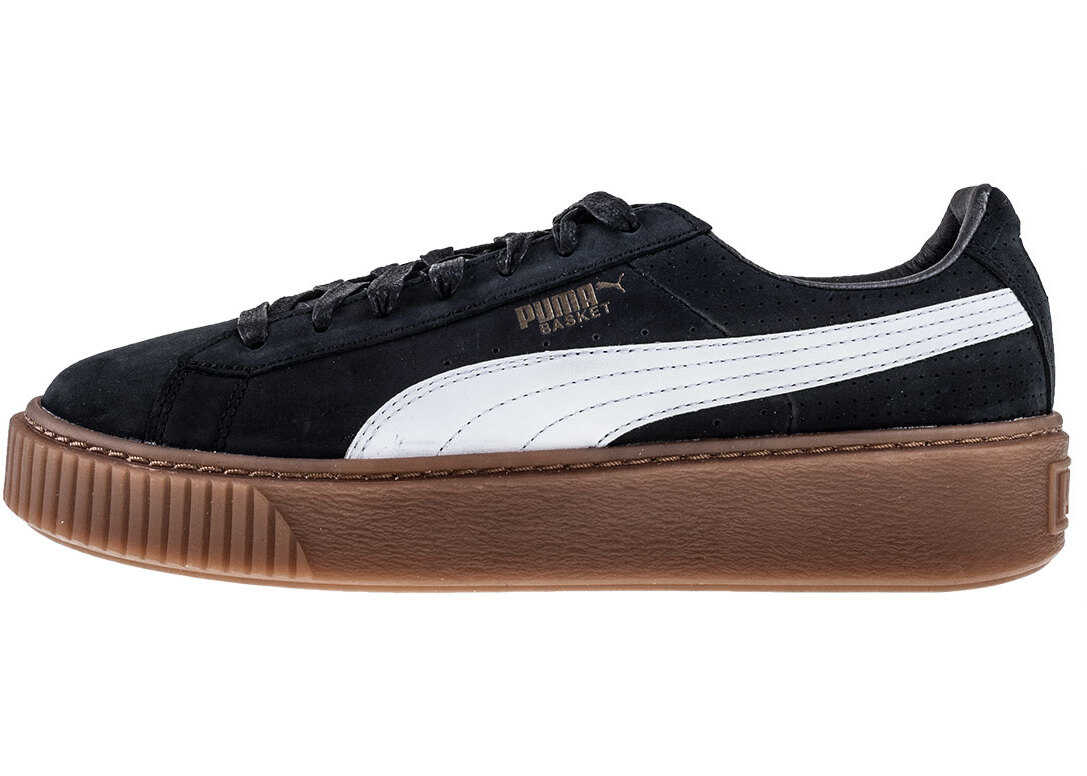 Tenis PUMA Basket Platform Perf Gum Trainers In Black White Black