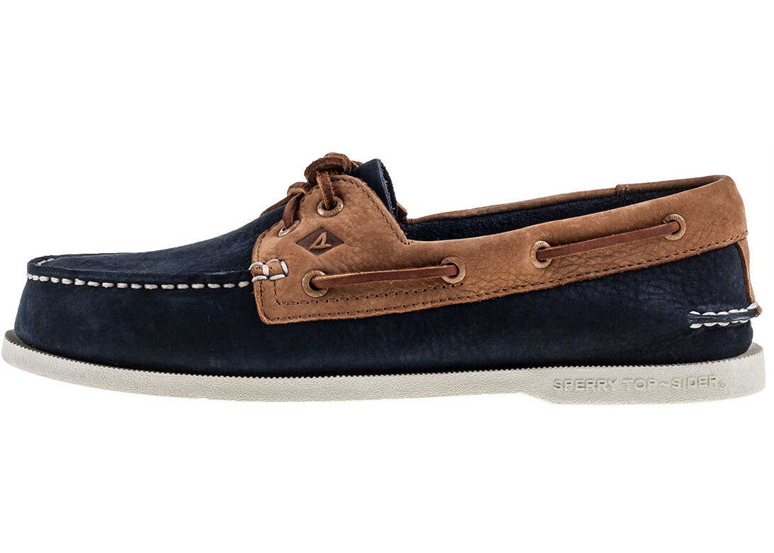 Pantof Sperry Top-Sider Authentic Original 2-Eye Washable Boat Shoes In Navy Tan Blue