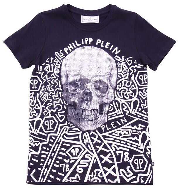 Tricou Philipp Plein Black Printed T-Shirt With Rhinestones Black