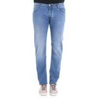 Blugi Light Blue 5 Pockets Jeans With Green Stitching Barbati