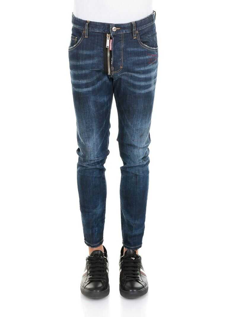 Blug DSQUARED2 Skater Blue Jeans With Zip Detail Blue