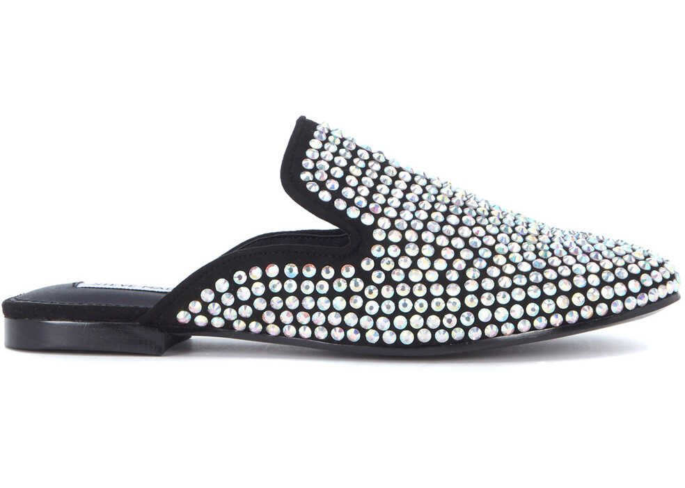 Mocasin Steve Madden Hugh Black Suede Mules With Rhinestones Black