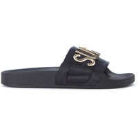 Sandale Steve Madden Word Black Satin Slipper With Metal Writing