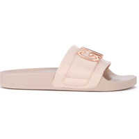 Sandale Word Golden Pink Satin Slippers With Metal Writing Femei