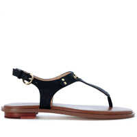 Sandale Michael Kors Plate Thong Sandal In Black Saffiano Leather