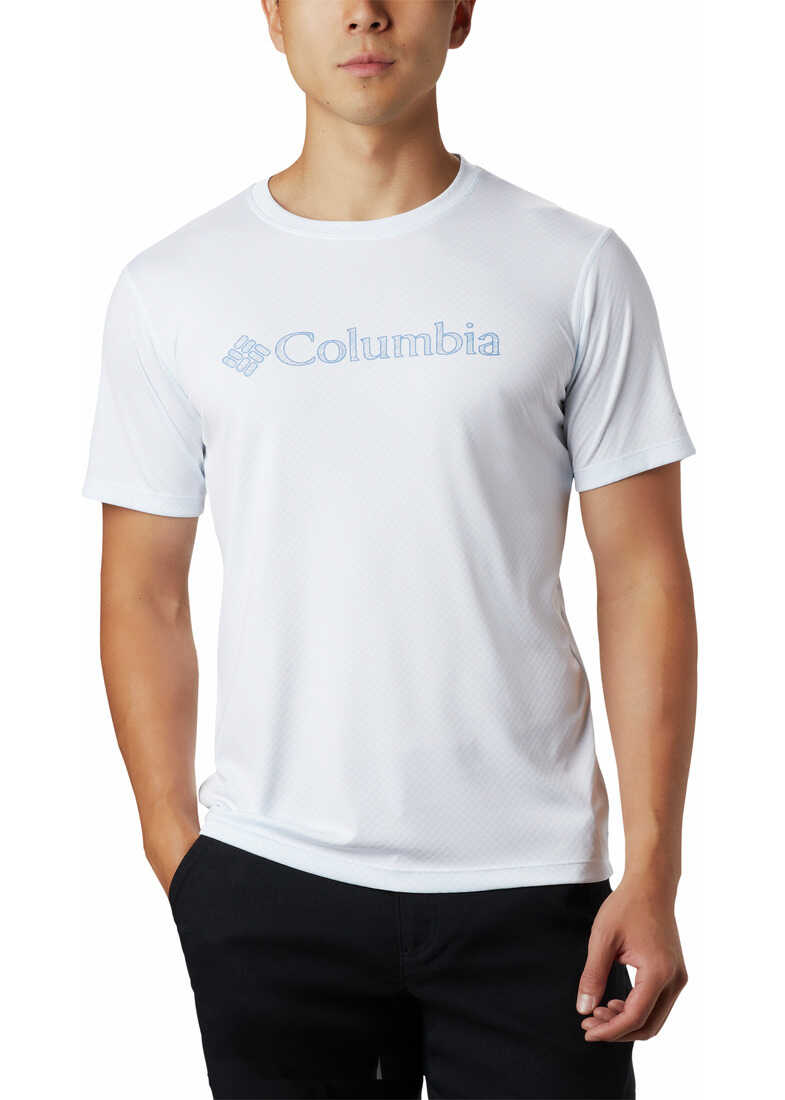 Columbia Zero Rules Short Sleeve Graphic Shirt- Grey Heather Peak Fun 1533291 White Topo Lines