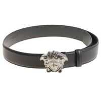 Curele Black Leather Belt With Silver Buckle Barbati
