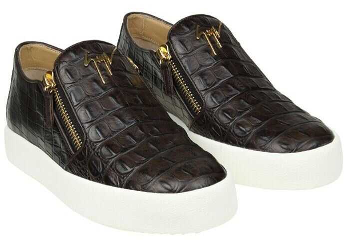 Tenis Giuseppe Zanotti May Leather Slip On Brown