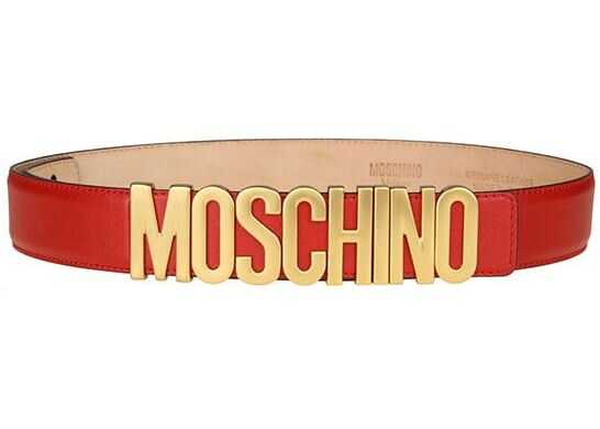 Curea Moschino Red Belt With Golden Logo Red