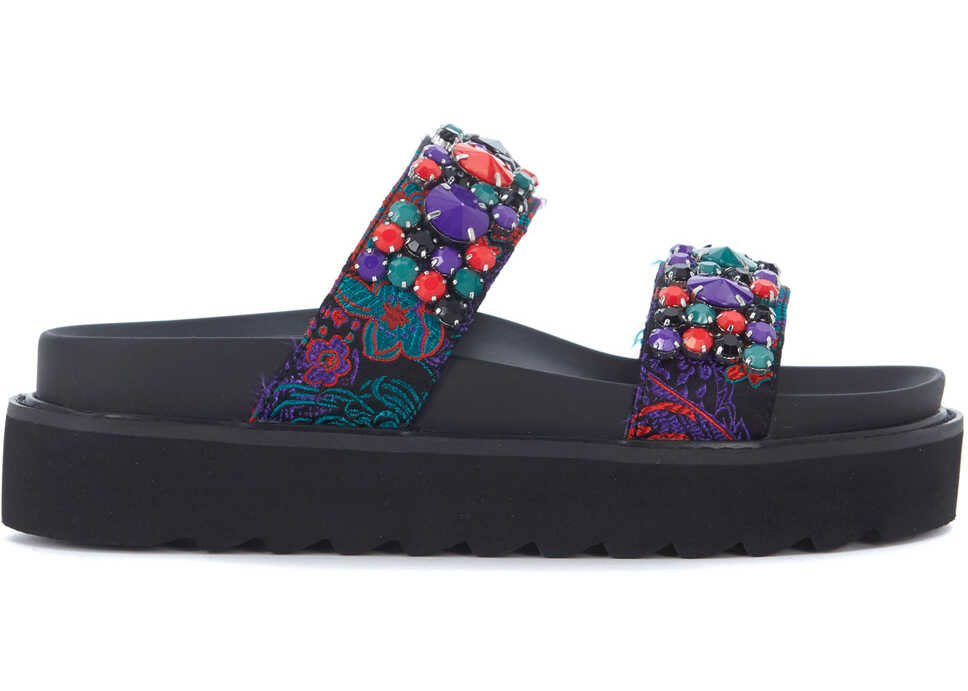 Sandala Steve Madden Slipper Steve Madden Peigi In Eco Pelle Nera Con Cristalli Multicolour