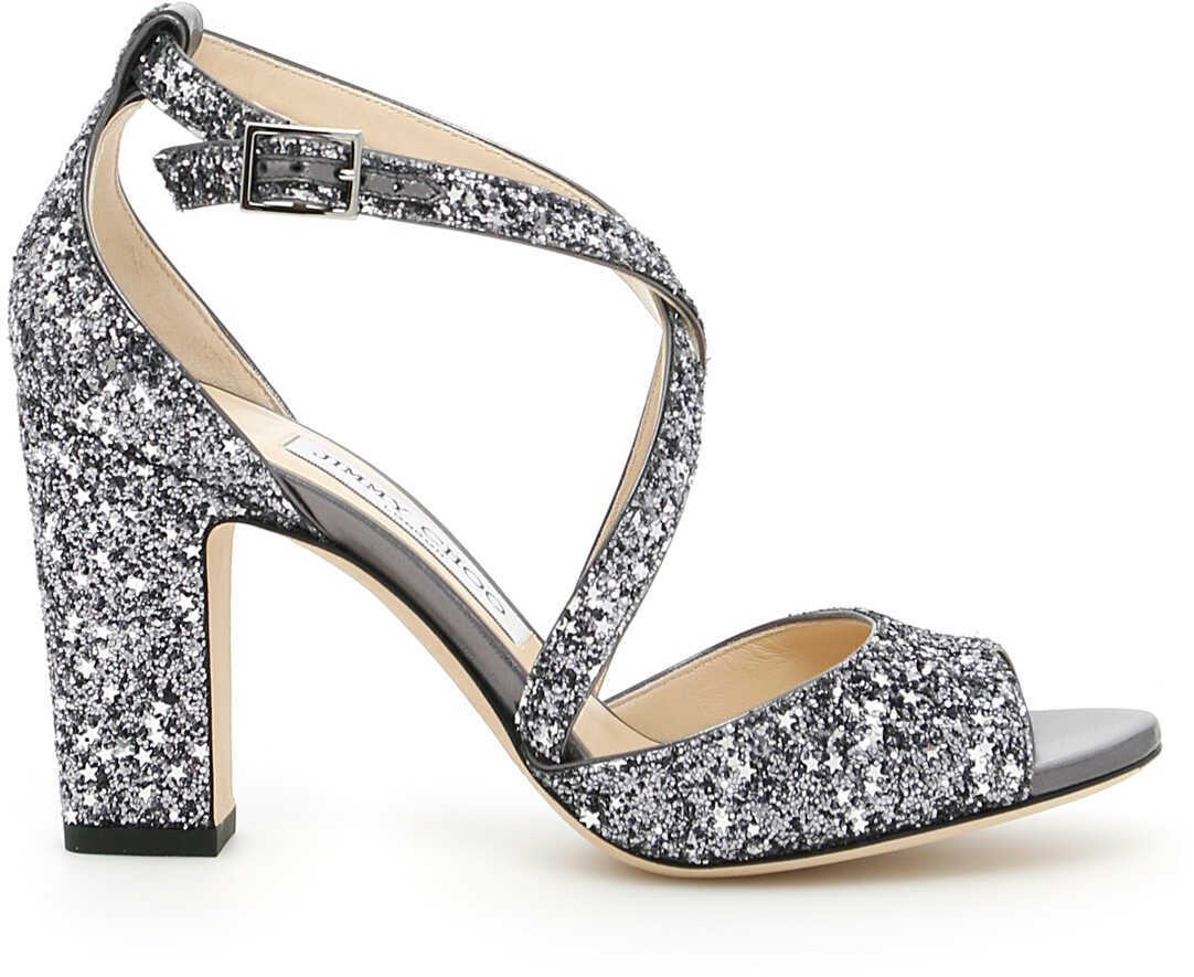 Sandala Jimmy Choo Star Glitter Carrie 85 Sandals GUNMETAL MIX