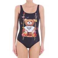 Costume de Baie Moschino Black Swimsuit With Teddy Bear Print