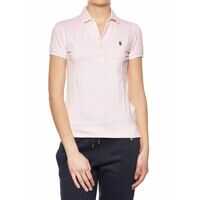 Tricouri Polo Pink Polo Shirt With Contrasting Logo Femei