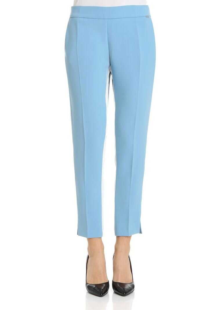 Pantalon Elisabetta Franchi Light Blue Trousers With White Band Light Blue