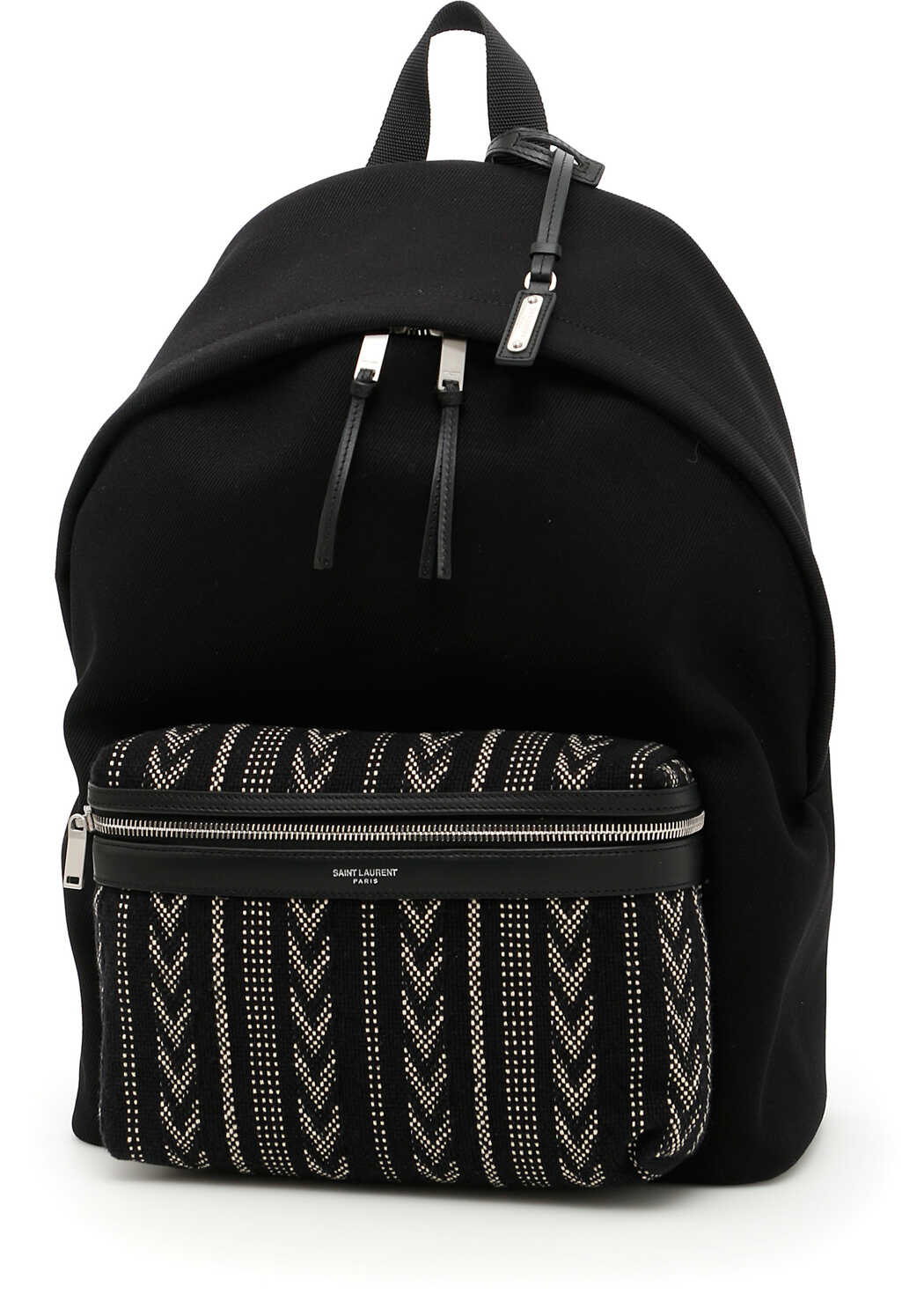Rucsac Saint Laurent Cotton And Leather Backpack NERO OFF WHITE