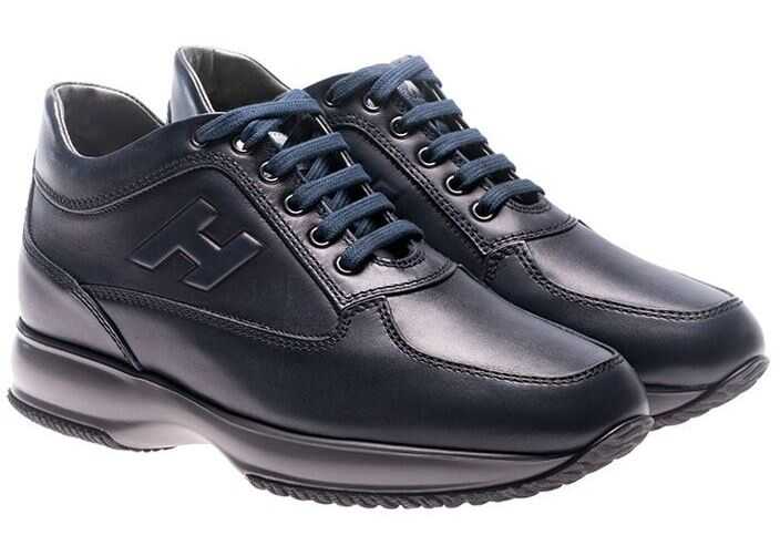 Hogan Interactive Sneakers In Blue Leather Blue