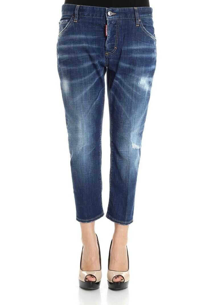 Blug DSQUARED2 Blue Cropped Slouch Jeans Blue