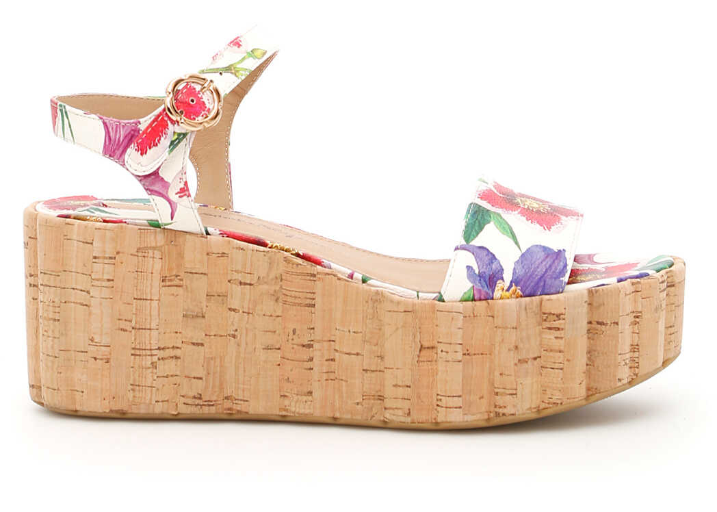 Salvatore Ferragamo Floral Print Tropea Sandals WHITE MULTI