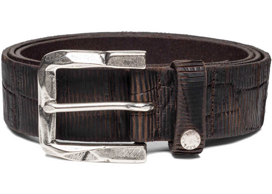 Curea Replay Men's Croco Leather Brown Belt Faded Antique Brown