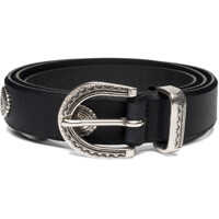 Curele Unisex Leather Black Belt With Oval Studs Femei