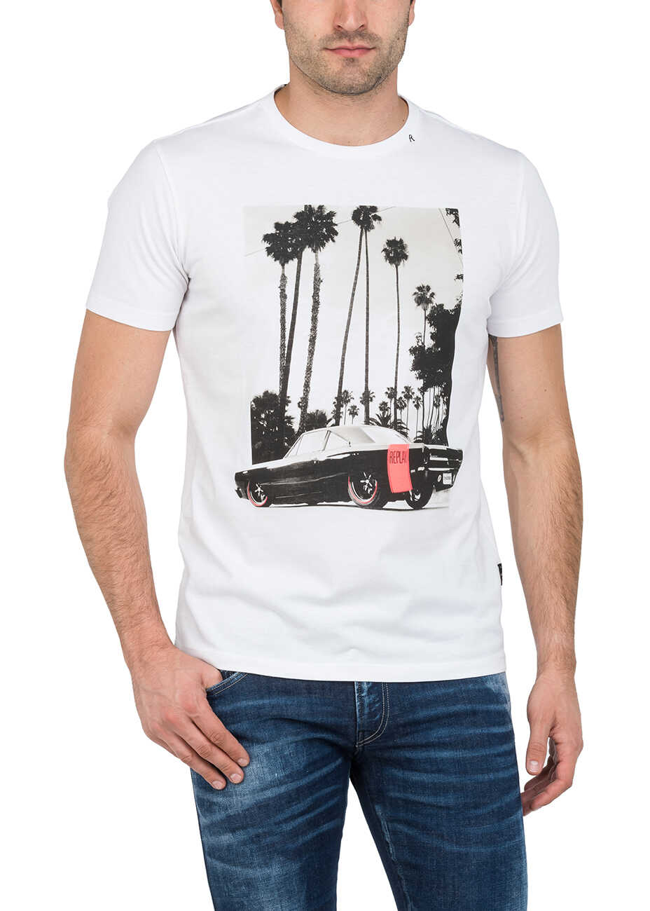Tricou Replay Men's White T Shirt With Oversized Print White