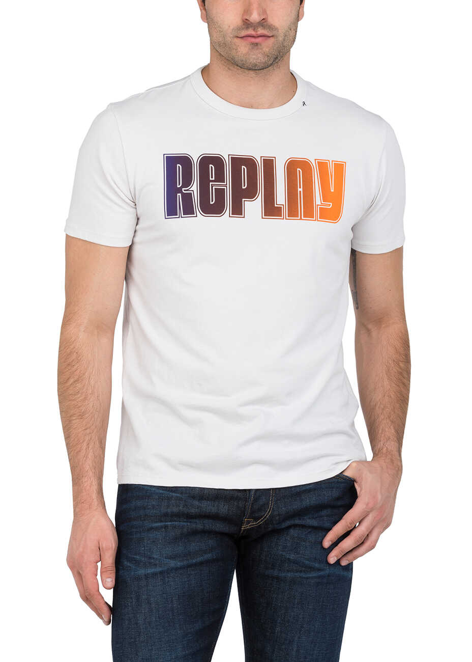 Tricou Replay Men's White T Shirt With Logo Ice