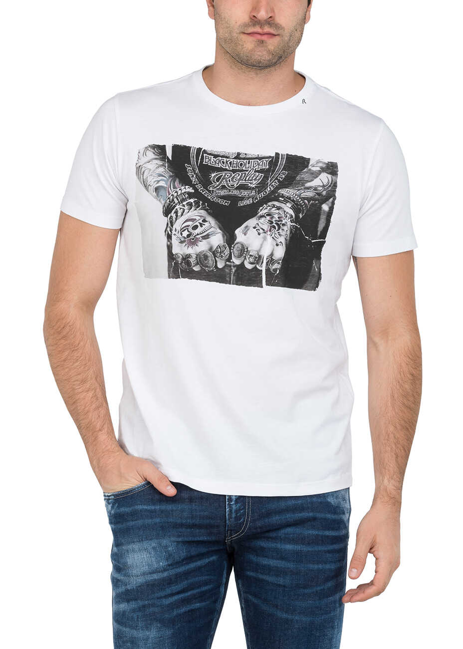 Tricou Replay Men's White T Shirt With Photo Print White