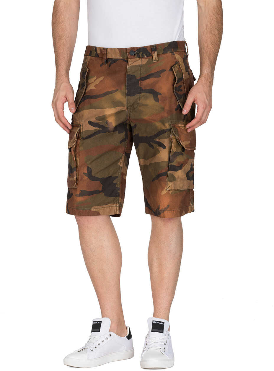 Pantalon Replay Men's Camouflage Bermuda Shorts Camouflage