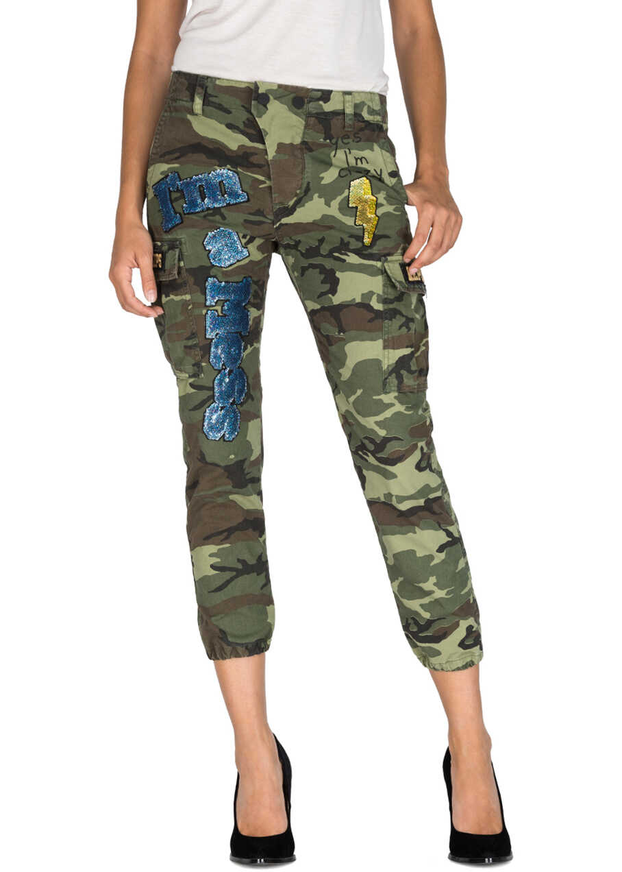 Pantalon Replay Camo Printed Plain Cotton Women's Pant In Camo Camouflage