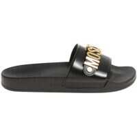 Slapi Black Slides With Golden Logo Barbati