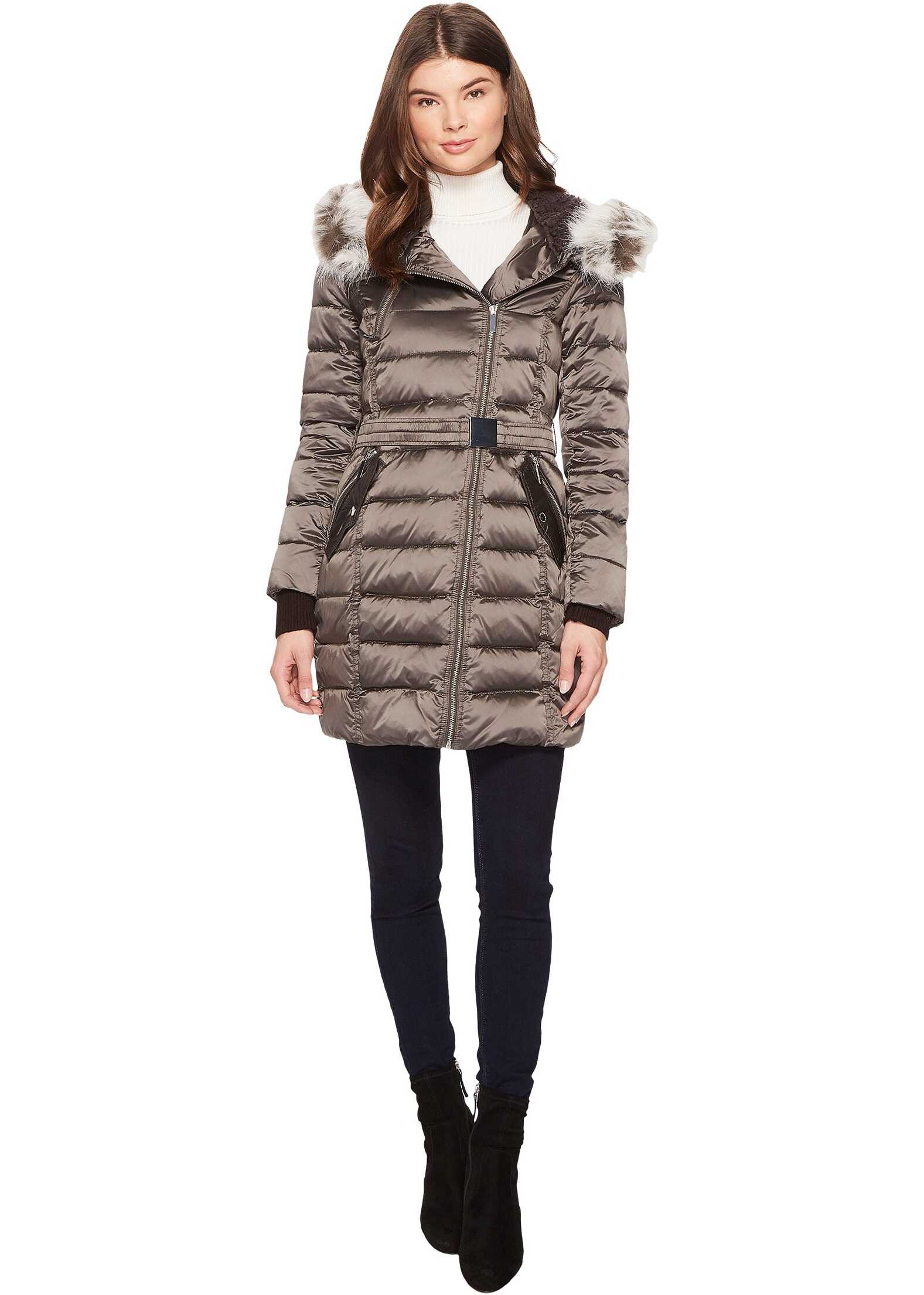 Geaca French Connection Asymmetrical Moto Jacket with Sherpa* Gunmetal
