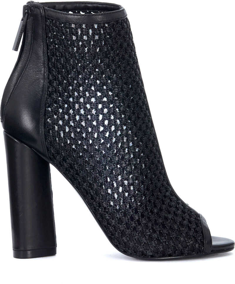 Pantof KENDALL + KYLIE Kendall+Kylie Galla Black Leather And Fabric Open Toe Ankle Boot Black
