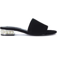 Sandale Steve Madden Costa Black Leather Sandal With Pearls