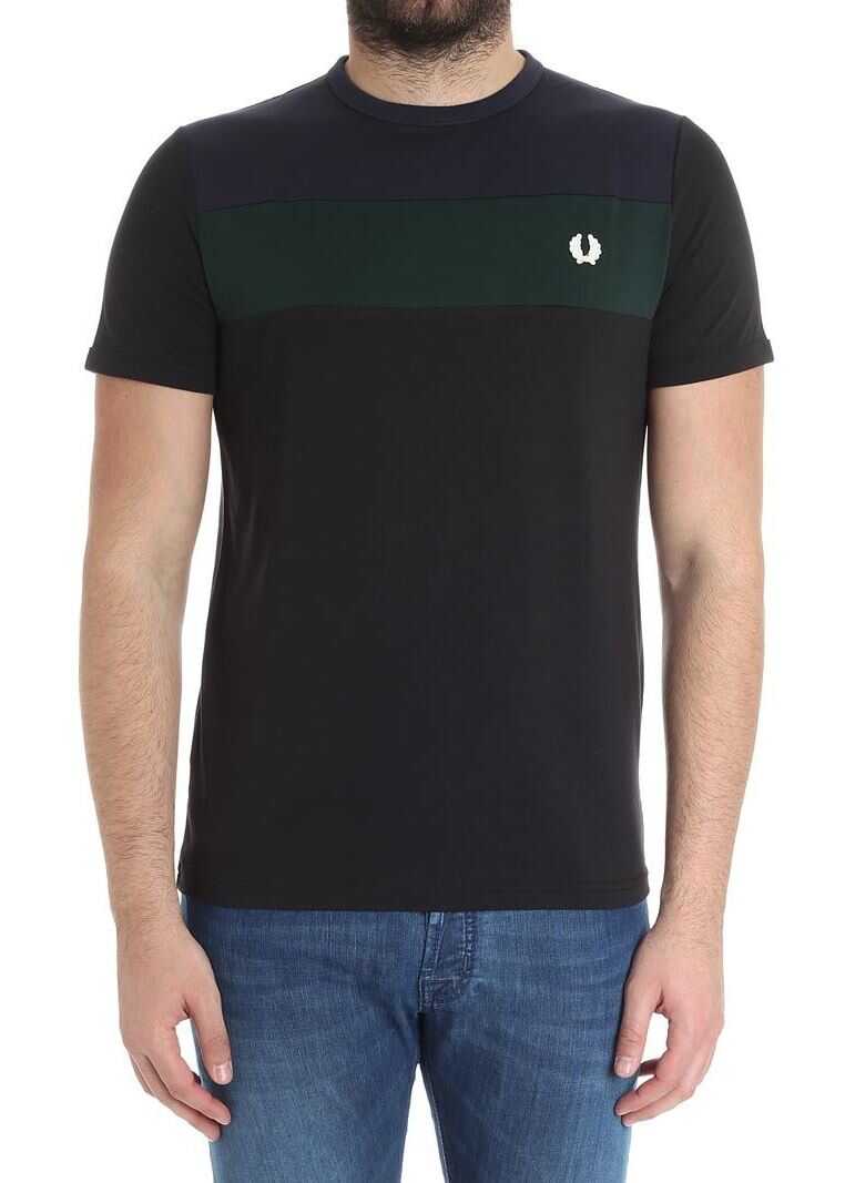 Tricou Fred Perry Blue And Green Logo T-Shirt Black