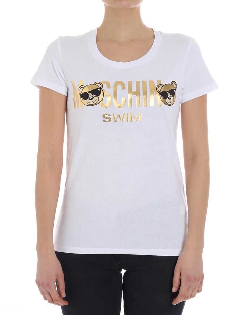 Tricou Moschino Teddy Bear T-Shirt With Logo (Moschino Swim) White