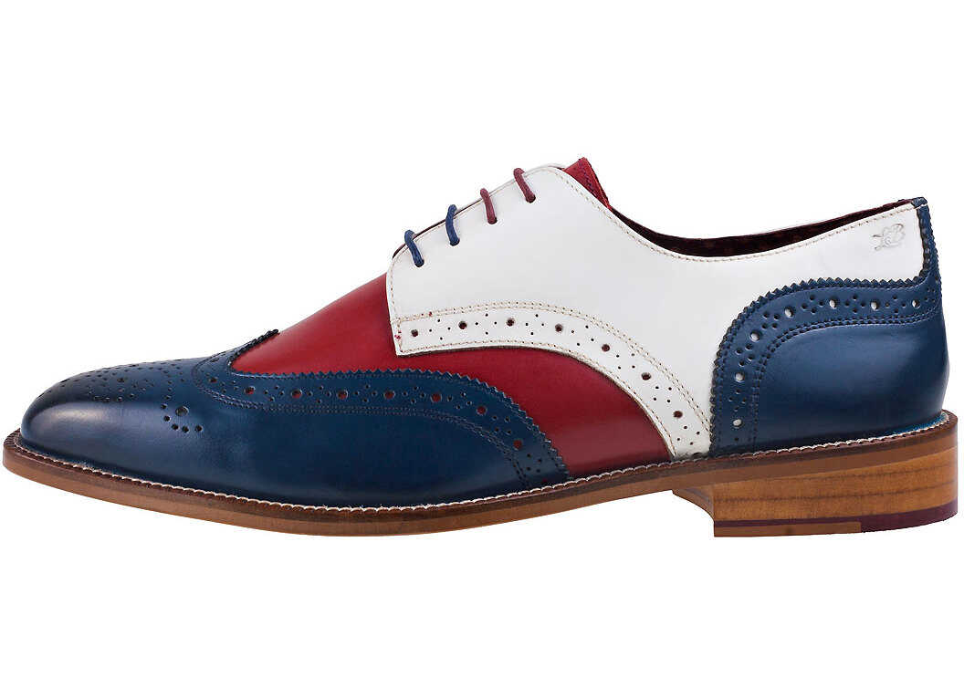 Pantof London Brogues Curtis Derby Shoes In Navy Red White Blue