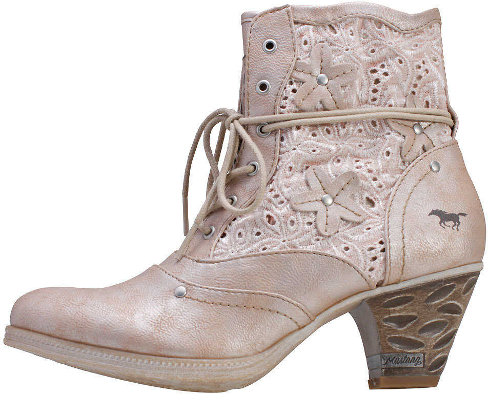 Gheata Mustang Side Zip Boot With Embroidery Ankle Boots In Bronze Bronze