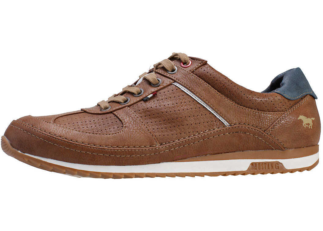 Tenis Mustang Low Top Perforated Sneaker Trainers In Cognac Brown