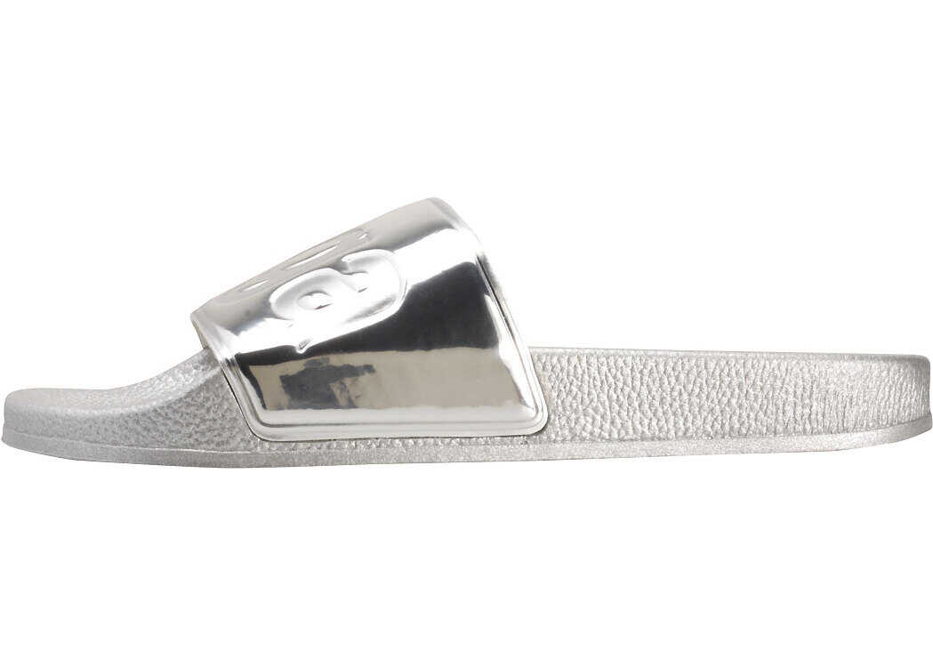 Slap Superga 1908 Metallic Slide In Grey Silver Grey