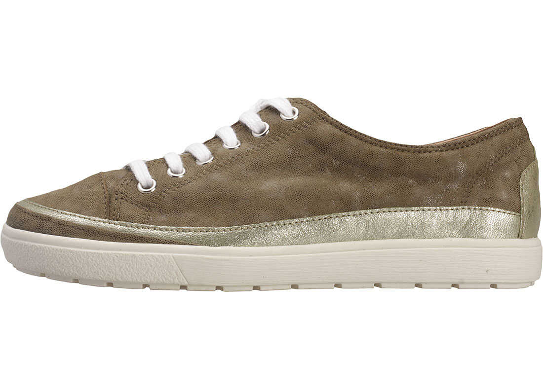 Tenis Caprice Lace-Up Iridescent Low Top Trainers In Khaki Green