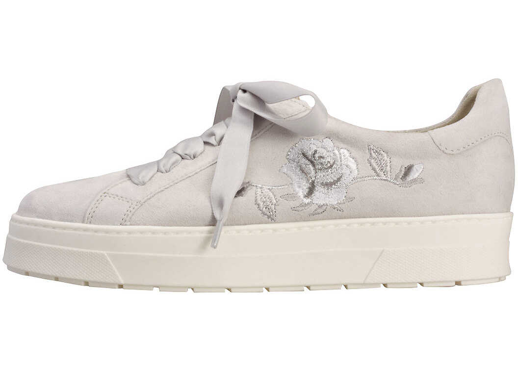 Tenis Caprice Embroidered Platform Low Top Trainers In Light Grey Grey