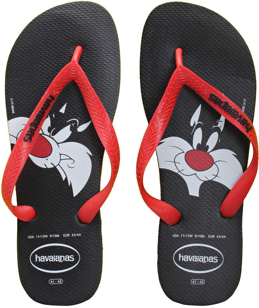 Slap Havaianas Looney Tunes Flip Flops In Black Red Black